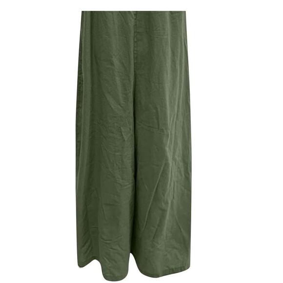 NEW Linen Soft Cotton Sleeveless Loose Jumpsuit Adjustable Straps L Olive Green - Picture 8 of 15
